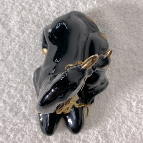 Vintage Black Ceramic Unicorn Figurine W Gold Accents - Picture 6 of 15